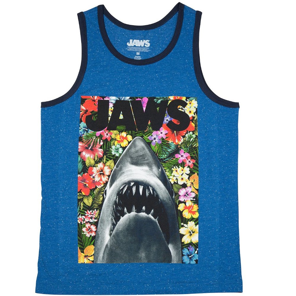 New! Floral Jaws Movie Tank Top T-Shirt Universal Shark